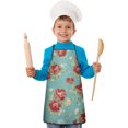 thumbnail image 2 of Pioneer Flower Floral Print Pattern Kids Aprons for Girls and Boys,Adjustable Neck Strap Toddler Aprons for Kids Cooking Baking, 2 of 7