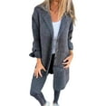 thumbnail image 5 of Women's Lapel Jacket Long Sleeved Woolen Coat Slim Jacket Office Pocket Casual Thin Cardigan for Autumn Winter, 5 of 8