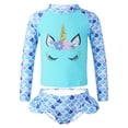 thumbnail image 3 of Sholeno Girls Swimsuits 2 Piece Swimwear Long Sleeve UPF50+ Sun Protection Rash Guard Bathing Suit Blue Fish Scales 6, 3 of 7