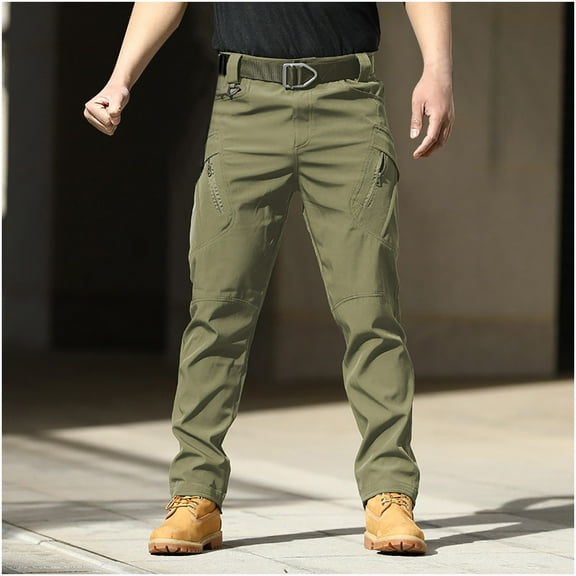 Dxzfnsa Men's Cargo Pants Mens Lightweight Relaxed Fit Solid Color Pants Stretch Water Ripstop Cargo Trousers with Pockets Hiking Camping Fishing Work Pants
