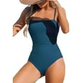 thumbnail image 1 of Women Swimsuit One Piece Bathing Suit Square Neck Cutout Back Tummy Control with Adjustable Spaghetti Straps, 1 of 6