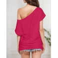 thumbnail image 5 of Zeagoo Womens Off Shoulder T-Shirts Lightweight Short Sleeves Chic Tops Casual Summer Wear, 5 of 6