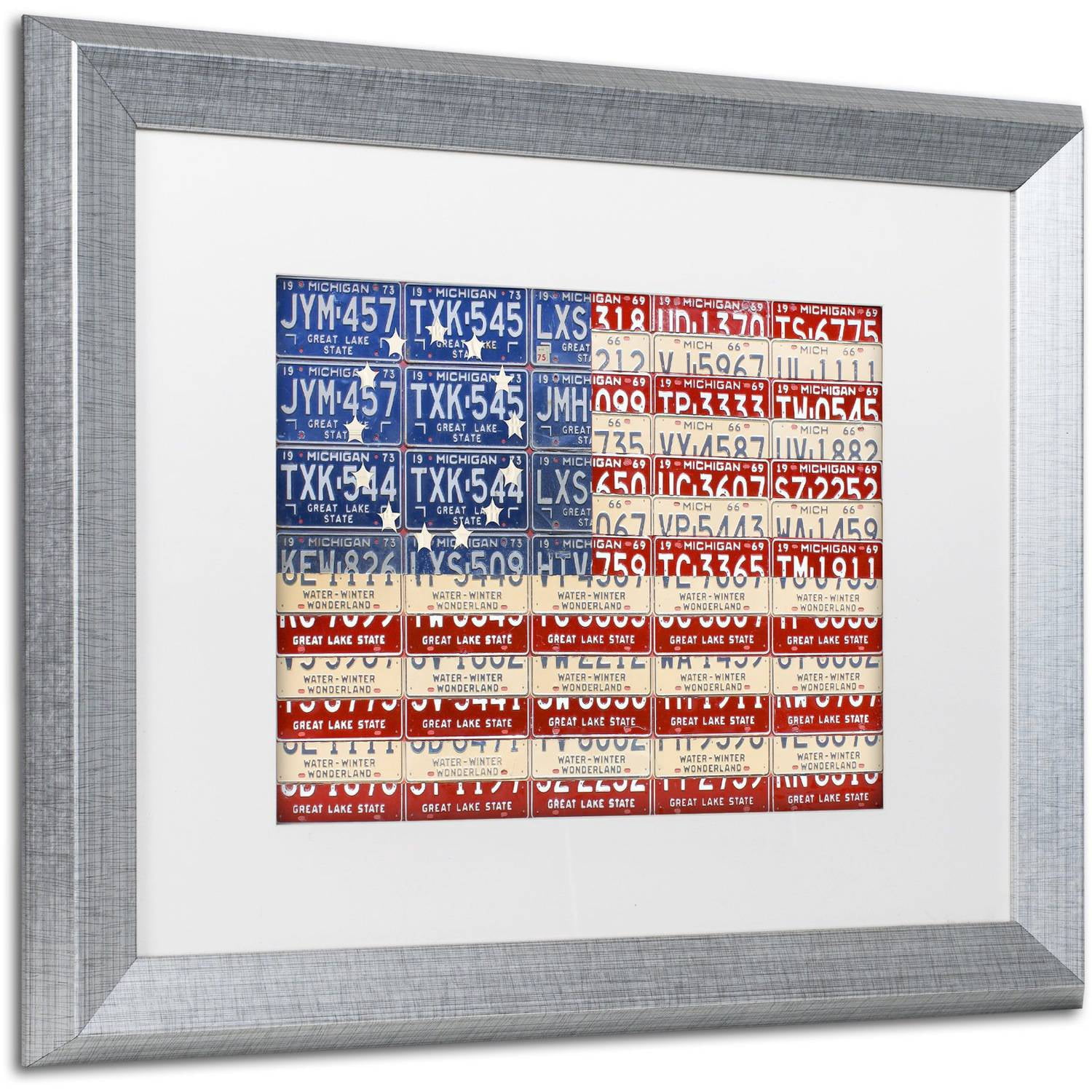Trademark Fine Art 'Betsy Ross Flag' Canvas Art by Design Turnpike, White Matte, Silver Frame