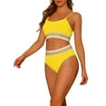 thumbnail image 4 of Conjuntos de bikini de talle alto para mujer, dos piezas con tirantes ajustables, traje de baño color amarillo pequeño, 4 of 5