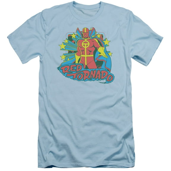 DC Comics Red Tornado Stars S/S Adult 30/1 T-Shirt Light Blue