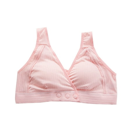 SMihono Women s Nursing Bra for Breastfeeding Front Snap Closure Bras Push Up Wireless Comfortable Plus Size Bras (Pink XXL )