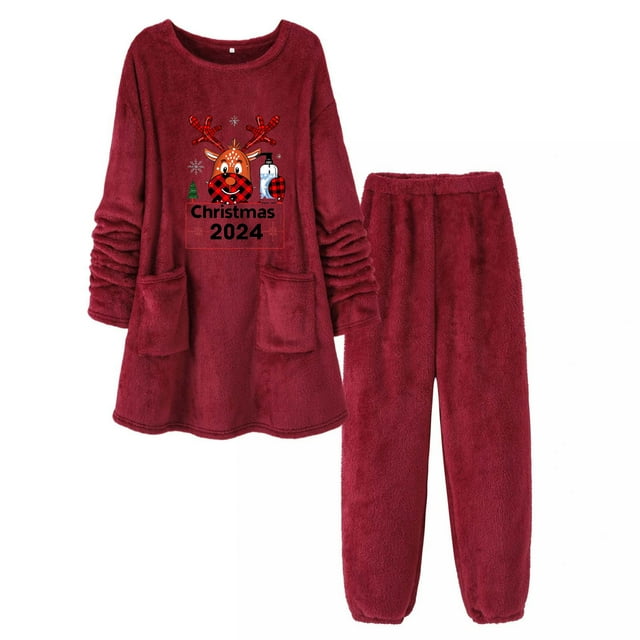 RKSTN Ensembles de Pyjama pour Femmes, Ensemble Deux Pièces Décontracté à Col Rond, Haut et Pantalon Doux et Confortable