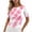 #433-Pink, variant on Women's Trendy Print Crew Neck Elbow Sleeve Ruched Top Slim Fit Casual Summer Tee