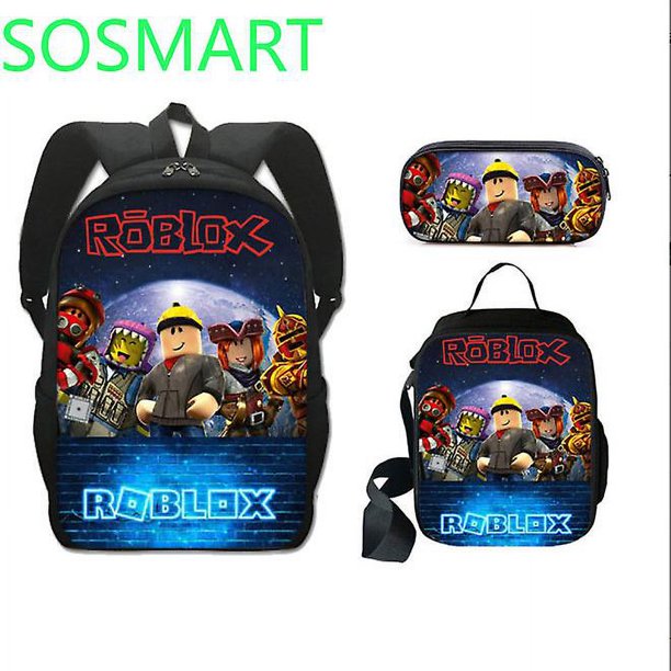 Conjunto de tres piezas de bolso escolar Roblox con impresión 3D, juego que rodea a los estudiantes de escuela primaria y secundaria, mochila, bolso para bolígrafo, alta calidad