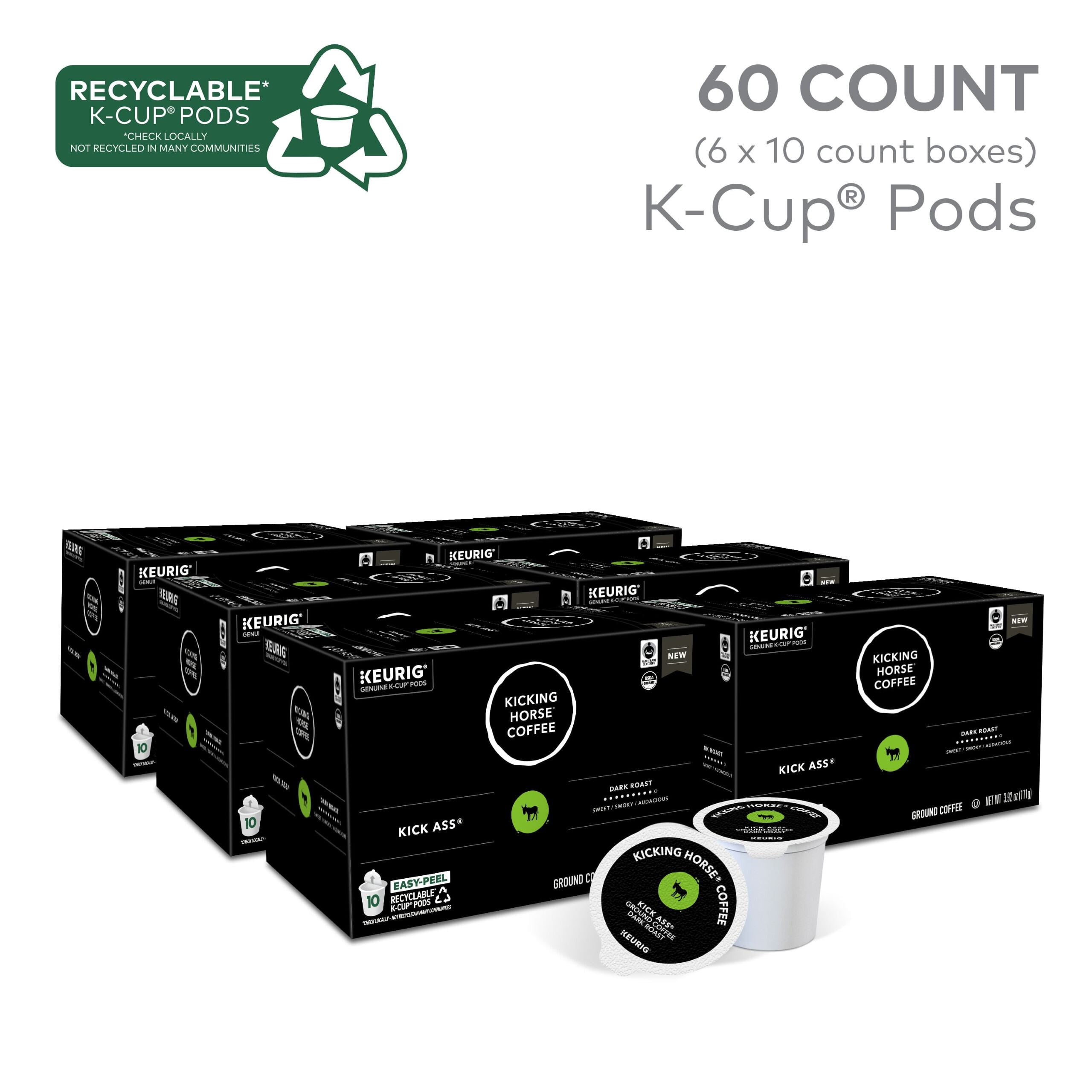 Kicking Horse Coffee, Kick Ass, Single Serve Keurig K-Cup Pods, Dark Roast Coffee, 60-Count Box