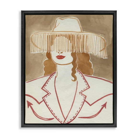 Stupell Industries Western Cowgirl Fashion People Painting Black Floater Framed Canvas Art Print Wall Art, 17 x 21