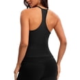 thumbnail image 4 of Women's Workout Tank Tops Summer Deep V Neck Racerback Ribbed Knit Fitted Going Out Camisole Tops Black, 4 of 8