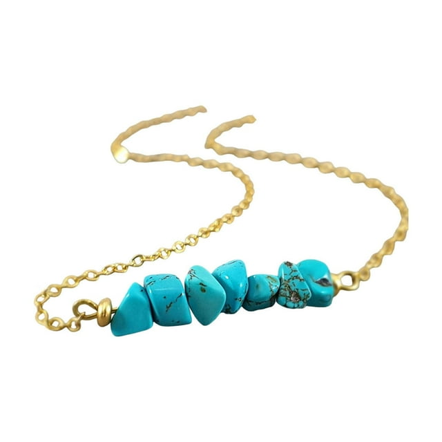 Collier Turquoise Véritable pour Femmes Perle Minuscule Collier de Naissance de Décembre Bijou Minimaliste Élégant