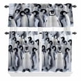 thumbnail image 2 of Kitchen Window Curtains Valance and Tier Set, Antarctic Penguin Rod Pocket Tier Curtain Valance Set, Animal Gray White Art Light Filtering Cafe Curtains for Bedroom Living Room, 2 of 9