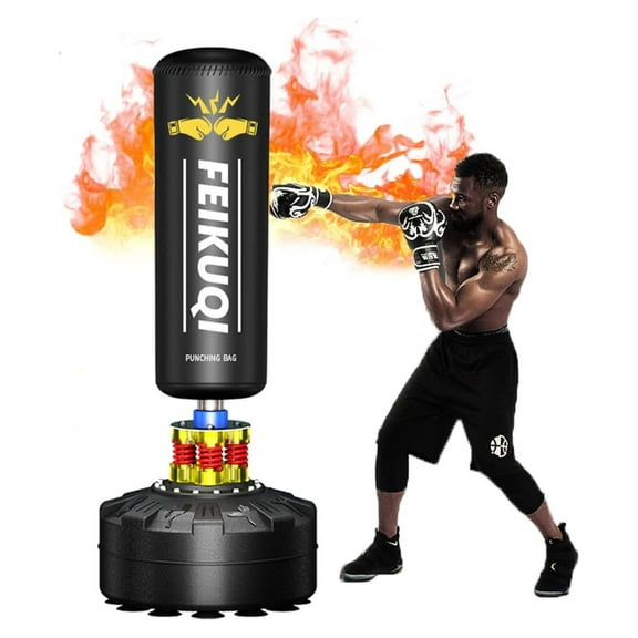 Punching Bag with Stand Adult 70", Feikuqi 205lbs Boxing Bag with Stand, Shock Absorber, Suction Cup Base, Punching Bag Stand for Adult, Standing Kickboxing Bag for Home Office Gym