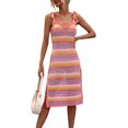 thumbnail image 6 of Arvbitana Women Crochet Dress Sleeveless Tie Shoulder Straps Colorful Rainbow Striped Knit Midi Dress Summer Beach Tank Sundress, 6 of 7