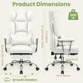 thumbnail image 5 of Buballino Executive Chair, PU Leather, High Back & Lumbar Support, Adjustable Armrests, White, 5 of 9