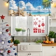 thumbnail image 5 of Beach Blue Curtain Valances for Windows, Kitchen Valance Window Treatments Panel 2 Pack, Starfish Palm Tree Shell Sandy Beach Rod Pocket Short Curtains for Bathroom Bedroom 42 x 12 Inch, 5 of 8