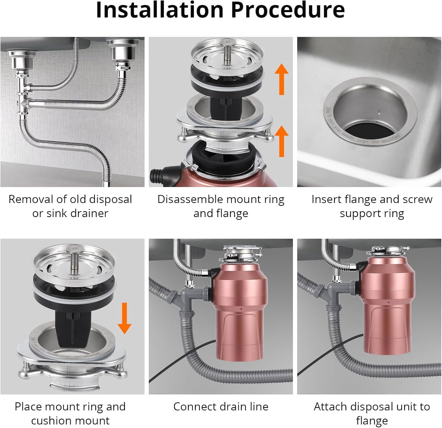 Garbage Disposal with 14 Inch Cord,3500r/Min Food Waste Grinding System,1/2 HP OR 3/4HP Continuous Feed Food Waste Disposer,3800W Food Garbage Disposals for Kitchen Sinks,Wireless Switch