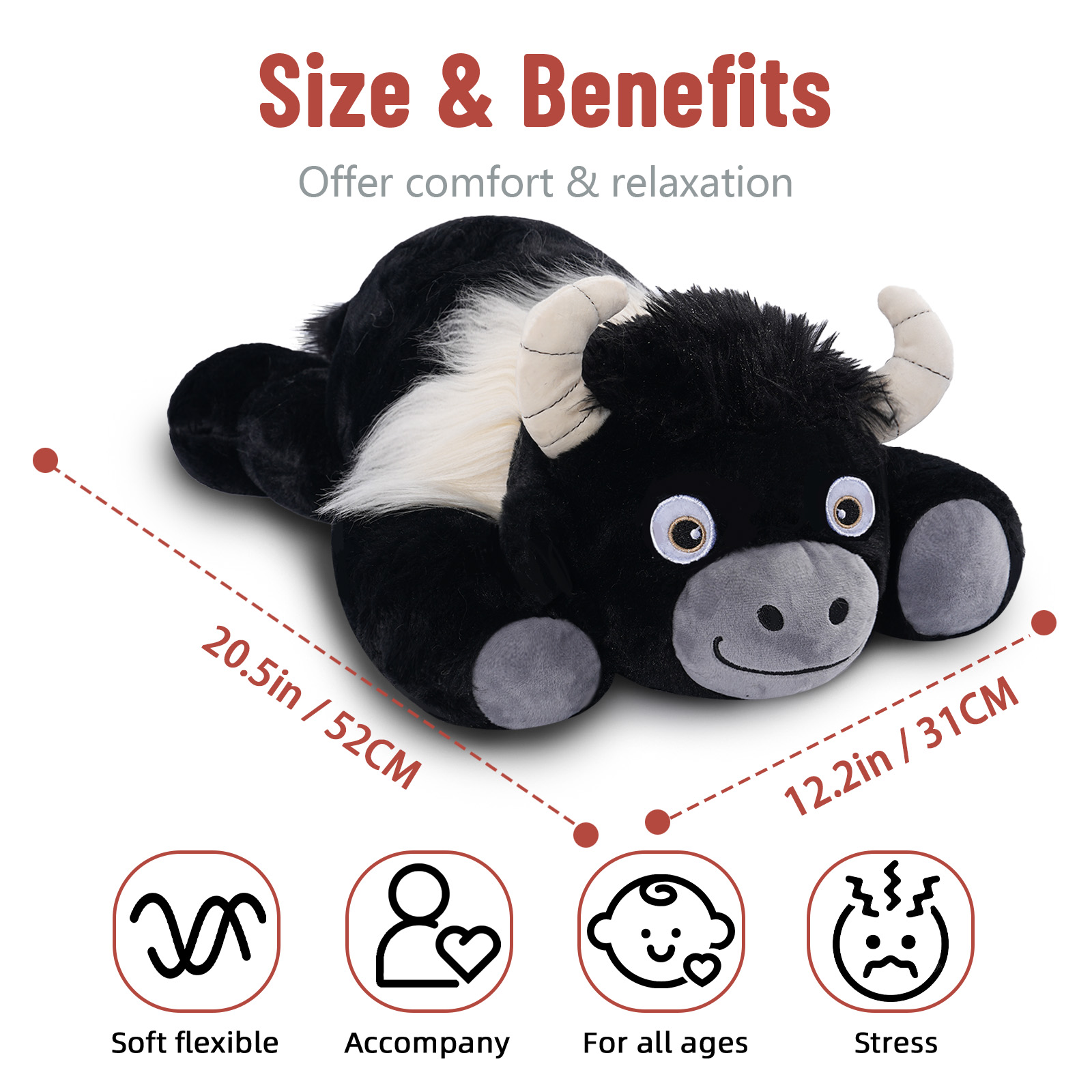 Niuniu Daddy Weighted Highland Cow Stuffed Animals20 Giant Squishy  Highland Cow Plush Toys,Large Weighted Plushie for Anxiety Relief,Birthday  Gifts ...