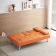 thumbnail image 4 of Yardi Yard Leather 67" Sofa Convertible Sofa Bed, Living Room Orange Futon Couch, 4 of 12
