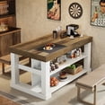 thumbnail image 6 of Finmind 55-inch Large Bar Table, 3-Tier Counter Height Pub Table with Spacious Tabletop, Farmhouse Home Bar Unit for Bistro, Basement, Brown and White, 6 of 8