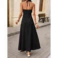 thumbnail image 2 of Womens Black Halter Bodycon Maxi Dress Cutout Waist Beaded Detail Summer, 2 of 6
