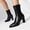 Black, variant on Women's Ankle Boots Pointed Toe Chunky High Heel Slip On Stretchy Booties Shoes