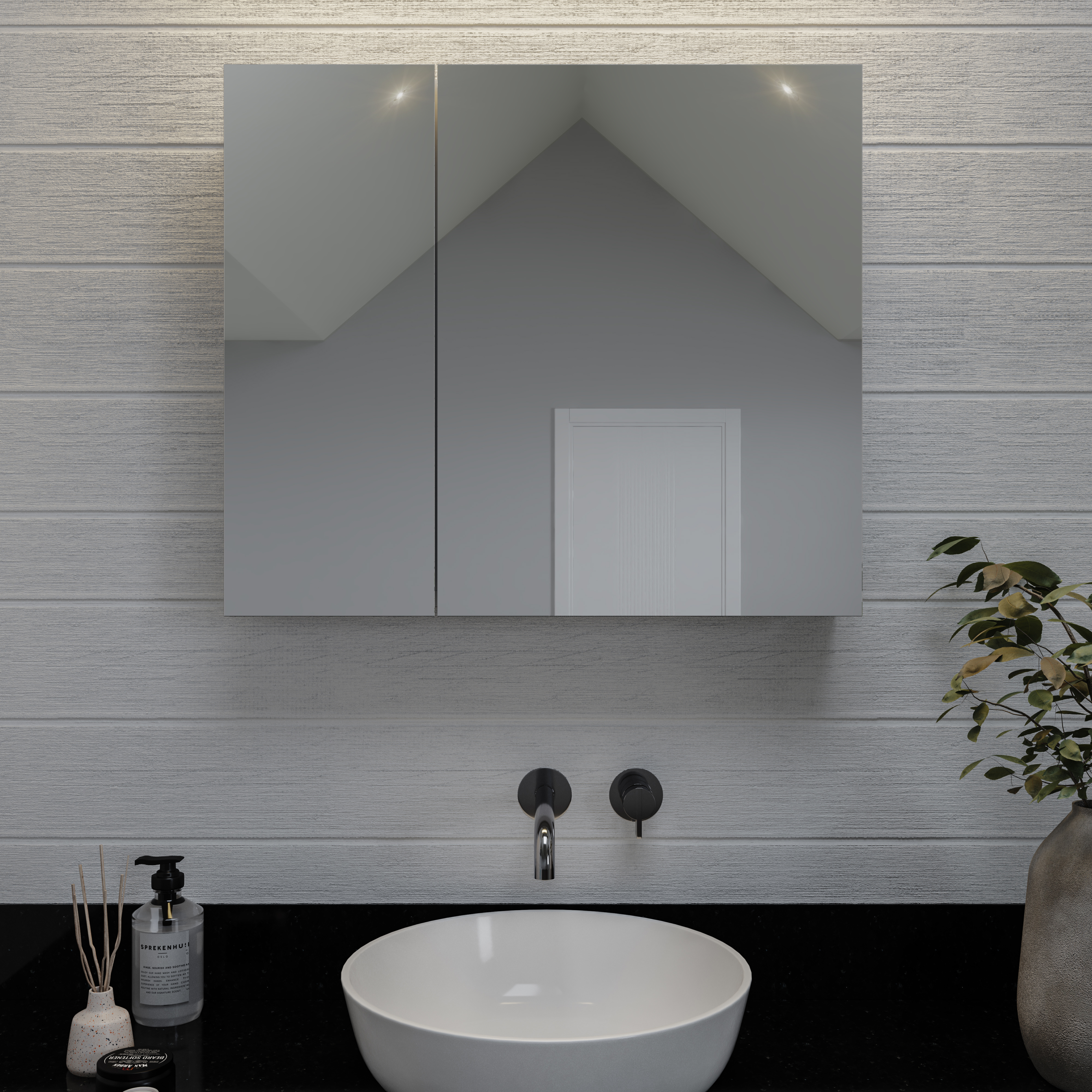 Croydex Williams Double Door Aluminium Bathroom Medicine Cabinet with Mirror in Silver (30X26in)