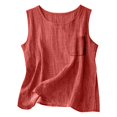 thumbnail image 5 of YAZHPA Hauts en Lin pour Femmes, Débardeurs en Coton et Lin pour Femmes, Chemises d'Été Sans Manches Décontractées à Col Rond, Rouge TG, 5 of 5