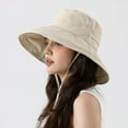 thumbnail image 3 of HNMKIU Unisex Adjustable Drawstring Bucket Hat for Outdoor Summer Activities Lightweight Breathable Sun Comfort Beige,One Size, 3 of 8
