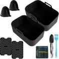 thumbnail image 1 of 2Pcs Friteuse à Air Chaud Pot en Silicone avec Poignée Réutilisable Panier Résistant à la Chaleur Anti-Adhésive Pan 2 Mats Gants pour Four, 1 of 11