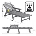 thumbnail image 4 of Cobiod Outdoor HDPE Chaise Lounge Chair,5-Position Adjustable Reclining Lounger with Wheels & Cup Holders,350lb Capacity,Overall length 78" , Grey, 4 of 8
