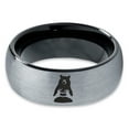 thumbnail image 2 of Tungsten Bear Outdoor Wilderness Heart Emoji Hand Band Ring 8mm Men Women Comfort Fit Black Dome Brushed Gray Polished, 2 of 4