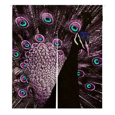 Gckg Purple Peacock Feature Doorway Curtain Japanese Noren