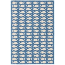SAFAVIEH Courtyard Tranter Fishes Indoor/Outdoor Area Rug, Blue/Beige, 2'7" x 5'