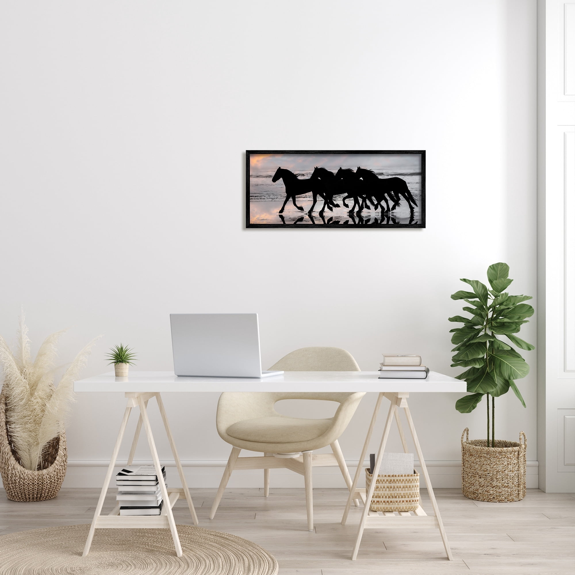 Stupell Industries Wild Horses Sunset Beach Silhouettes Galloping Animals, 30 x 13, Design by PHBurchett