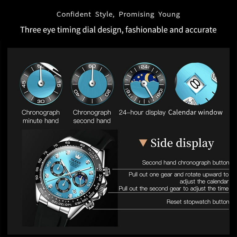 OLEVS Men's Chronograph Sport Watch with Silicone Strap photo 8