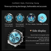 OLEVS Watches for Men Chronograph Multifunction Sport Silicone Luxury Dress Moon Phase Quartz Male Watch Waterproof Mens Wrist Watches Reloj para Hombre,plated golden/Black/White/Blue/Grey Dial