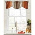 thumbnail image 4 of Fsddascl Burnt Orange Brown Tie Up Valance Curtains for Windows, Kitchen Curtains Window Treatments, Farmhouse Vintage Wooden Short Window Shades Valances for Bedroom Bathroom Cafe 42"x12", 4 of 7
