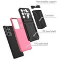 thumbnail image 2 of Heavy Duty Case for Samsung Galaxy S24 Ultra Rugged Wallet Cover with Credit Card Holder Kickstand, Military Grade Dual-Layers Shockproof Lens Protection Case for Galaxy S24 Ultra, Pink, 2 of 9