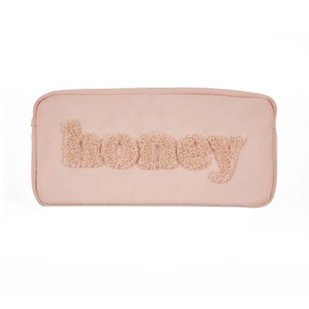 Bolsa de maquillaje estética bonita, organizador de cartas, bolsa de almacenamiento, bolsa de artículos de tocador para mujeres, adolescentes y niñas (rosa-miel)