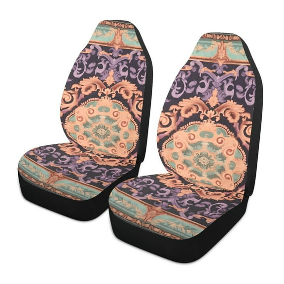 ALAZA Bohomia Mandala Purple Car Seat Covers 2 PCs Universal Auto Front Seats Interior Protector