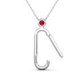 thumbnail image 2 of TriJewels Round Ruby Accent Paperclip Charm Holder Pendant Necklace in 10K White Gold, 2 of 6