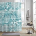 thumbnail image 3 of Teal Coastal Shower Curtain, Nautical Starfish Octopus Coral Summer Waterproof Shower Curtain Set with 12 Hooks Lightweight Bath Curtains Fabric Bathroom Decor 36x72 Inches, 3 of 9