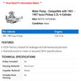 thumbnail image 2 of Water Pump - Compatible with 1981 - 1987 Isuzu Pickup 2.2L 4-Cylinder 1982 1983 1984 1985 1986, 2 of 2