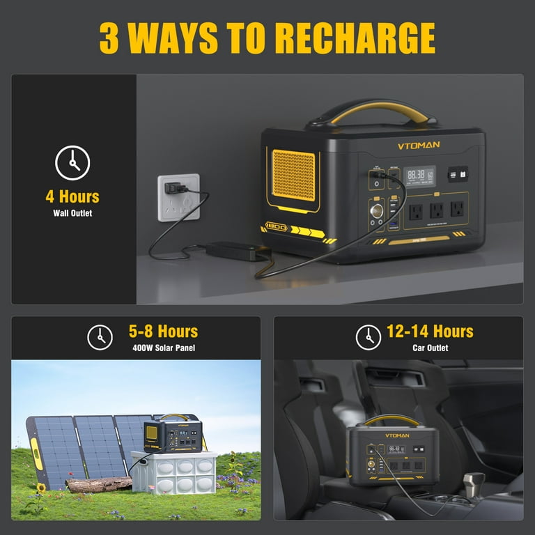 VTOMAN Jump 1800 Portable Power Station 1800W with Foldable Solar Panel  220W,1548Wh LiFePO4 Battery Solar Generator with 110V/1800W AC Outlets for  Camping & Home Backup 