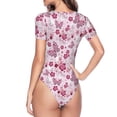 thumbnail image 4 of Naloa Flower Butterfly Women's Short-Sleeved Onesie, One-Piece Swimsuit for Parties, dates, clubs - Medium, 4 of 9