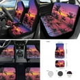 thumbnail image 2 of Jeiento Hawaii Palm Tree 17 Pcs Car Seat Cover Full Sets, Sunset Front Rear Covers, Floor Mats, Steering Wheel Cover, Armrest Pad, Seat Belt Pads, Coaster, Universal Fit Auto Interior Accessories, 2 of 8