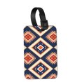 thumbnail image 1 of WIRESTER Rectangle PU Leather Luggage Tags for Travel Suitcase Baggage 4.05 x 2.83 inches - Navy Tribal Pattern, 1 of 7
